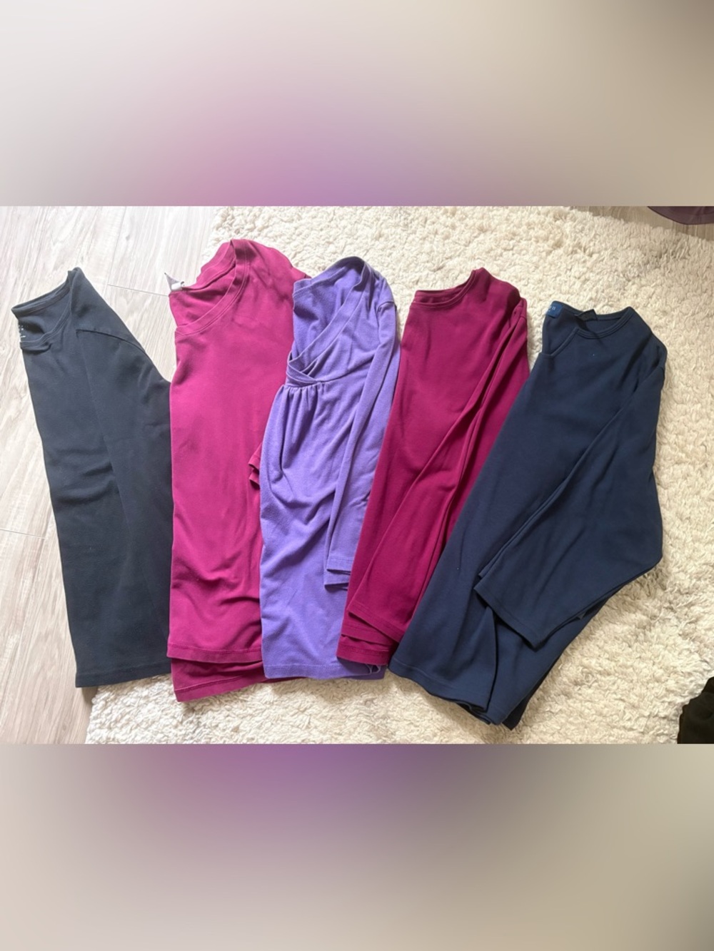 (5) Classic Women’s 3/4 Sleeve Tees —Cranberry, Lavender & Navy  2X